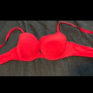 Cacique Red bra with gold polkadots